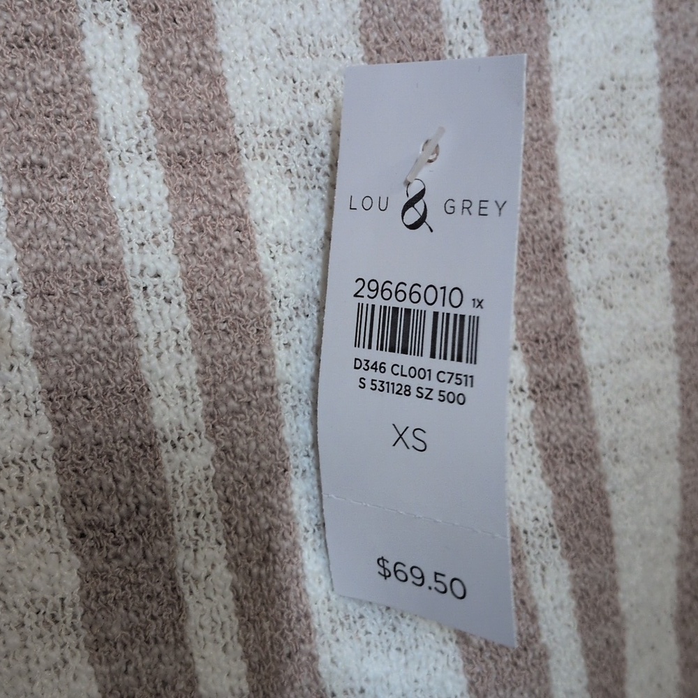 Lou & Grey for LOFT Sleeveless Striped Fringe sweater Size XS, NWT, Beach Casual - Picture 3 of 5